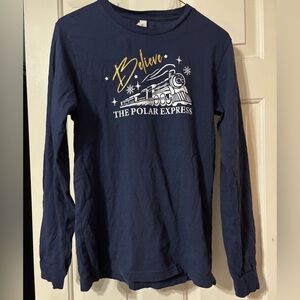 Bella Canvas Navy and Gold 'Believe' Long Sleeve Shirt